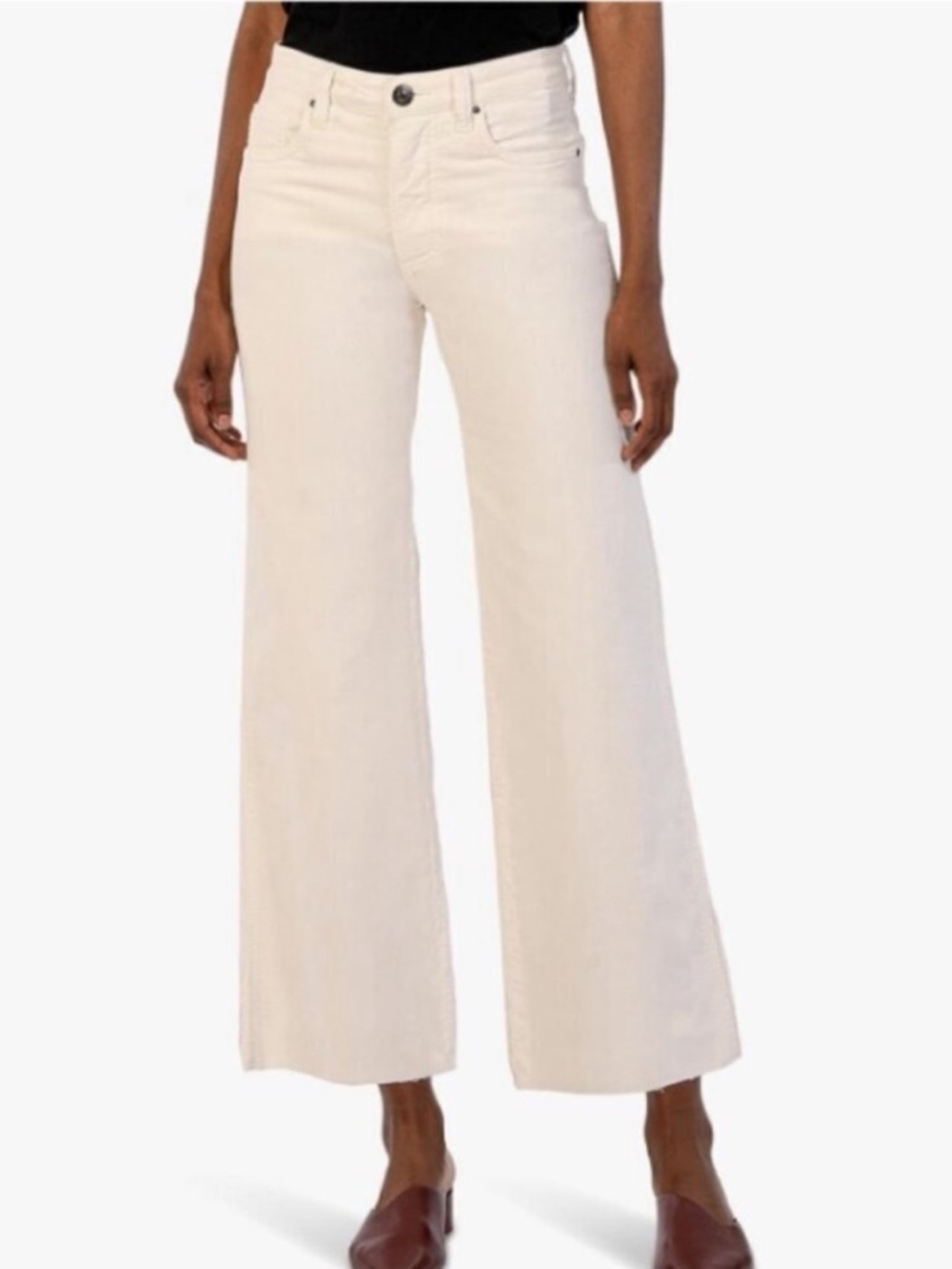 Kut from the Kloth White Stretchy Women's Wide-Leg Fine Corduroy Jeans Size 8